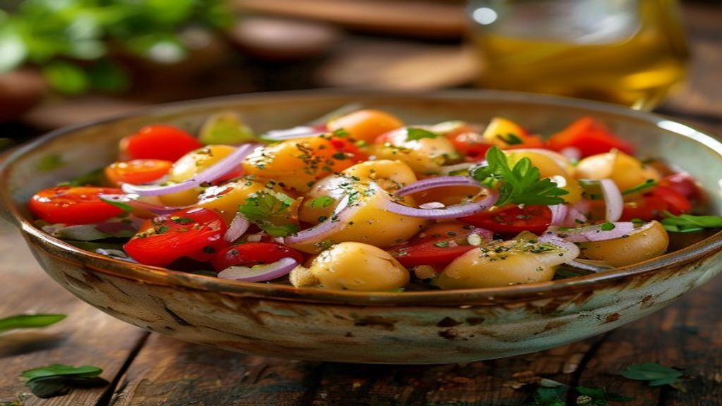 Salada de grão-de-bico temperada com tomate, cebola e vinagrete — Salada de grão-de-bico: 5 segredos para um vinagrete per...