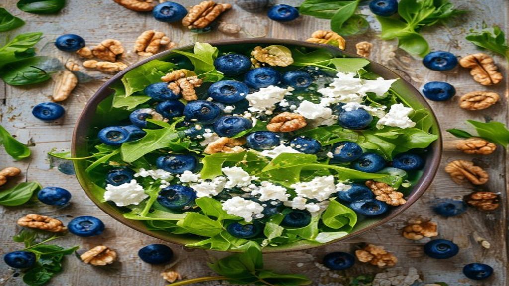 Salada verde com blueberry (mirtilos), nozes e queijo feta — 5 receitas de salada verde com mirtilos, nozes e queijo feta ...