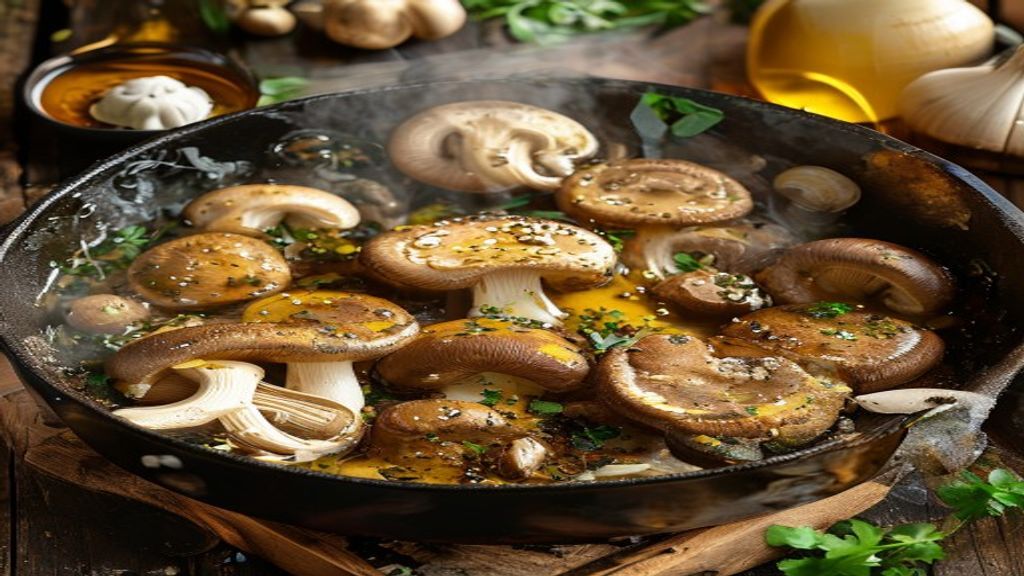 Cogumelos salteados (Shimeji, Paris e Portobello) no azeite — Cogumelos shimeji, paris e portobello salteados no azeite: s...